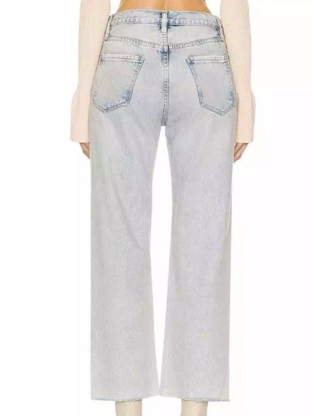 FRAME Le Jane Crop Luster Light Wash Raw Hem Jeans Size 30 - Picture 3 of 14